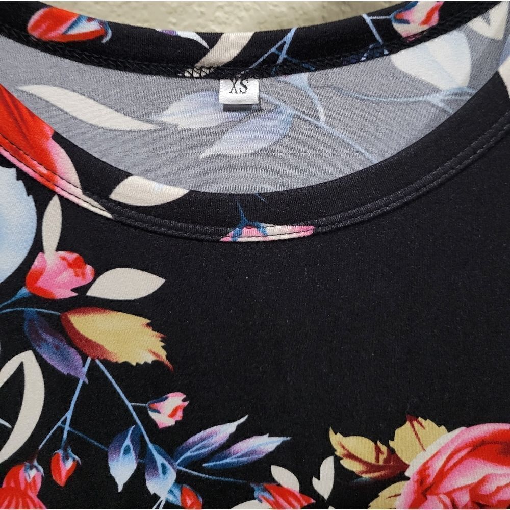 Long quarter sleeve multicolor floral dress - Picture 3 of 7